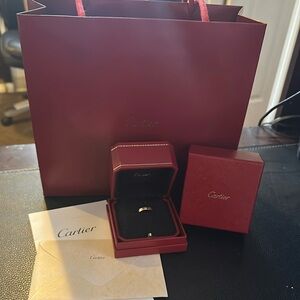 Cartier Gold LOVE Ring with Red Box, bag, receipt and authentication documents.